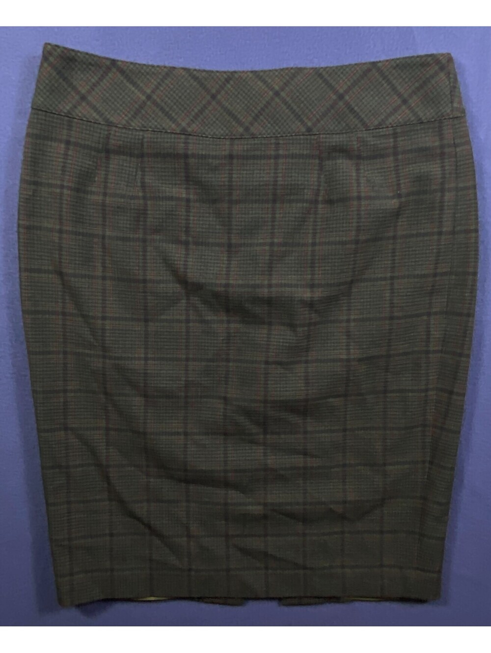 Madison Studio Y2K Green Plaid Back Slit Pencil Stretch Skirt Womens 4 Academia
